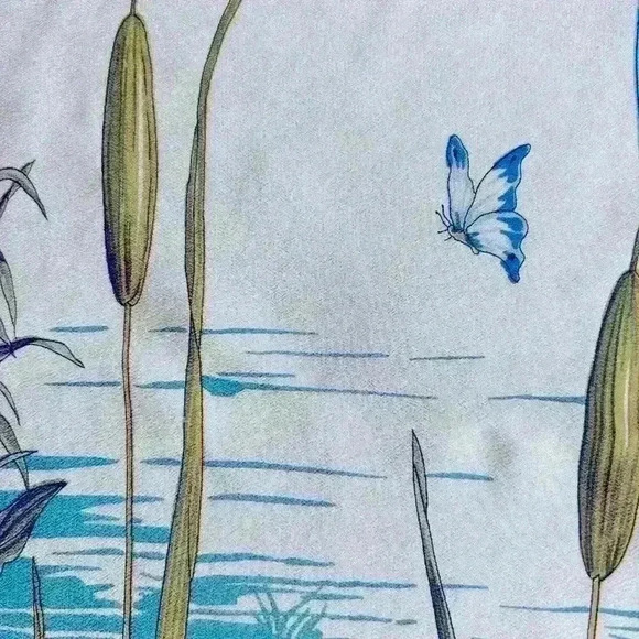 Vintage Emanuel Ungaro Silk Scarf‎ Pond Scene - Picture 9 of 9